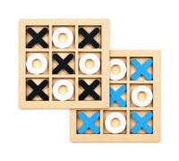 Wooden Noughts and Crosses Game 2 Pcs Tic Tac Toe Board Travel Strategy | Two wooden boards with X and O pieces - quick three in a row game - small enough for travel coffee breaks and office desks