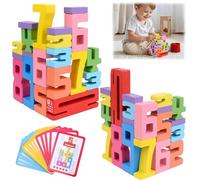 Wooden Number Building Blocks, 3D Digital Puzzle Counting Blocks, 1-10 Numberblocks with 15 Learning Cards, Number Block Toys for Kids, Ducation Math Games, Puzzle Game, Montessori Inspired Gift