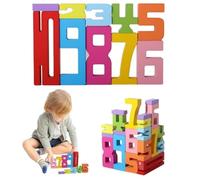 Wooden Number Building Blocks,Digital Building Blocks,Wooden Numbers,Development And Promote Parentechild,Early Education,Enhance Flexibility,For Learning Games,Rich Color,For 3+ Kids Boys & Girls