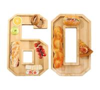 Wooden Number Charcuterie Serving Tray 11.8inch Fillable Large Number Charcuterie Board Box Decorative Platter for 30th 40th 50th 60th Anniversary Birthday Party (60)