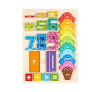 Wooden Number Learning Board, Educational Math Puzzle For Kids, Colorful Ice Cream Theme, Early Development Toy
