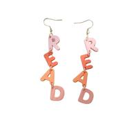 Wooden Number Letter Earrings Double Sided Wooden Teacher Student Earrings Acrylic READ Teachers Dangle Earrings Back To School Graduation Jewelry Gifts, Acrylic, No Gemstone