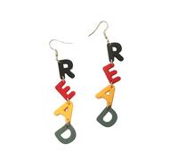 Wooden Number Letter Earrings Double Sided Wooden Teacher Student Earrings Acrylic READ Teachers Dangle Earrings Back To School Graduation Jewelry Gifts, Acrylic, No Gemstone
