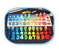 Wooden Number Puzzle Board Math Game Early Learning Toys Shape Sorting Counting Preschool Education Gift for 3-6 years Old Boy and Girl