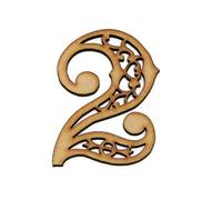 Wooden Numbers Flat MDF Wood 80mm x 65mm (Number 2)