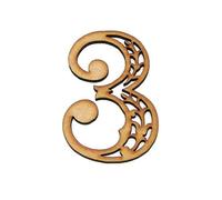 Wooden Numbers Flat MDF Wood 80mm x 65mm (Number 3)
