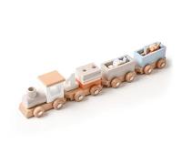 Wooden Nursery Decor Train Set - Montessori Stacking Toy with Numbers & Blocks - Perfect for Baby Room or Playroom Shelves - Cute Wooden Decoration for Boys & Girls