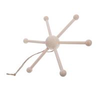 Wooden Nursery Mobile Frame Spherical Layout with Six Arm for Courtyard | Beige Wood Construction, Smooth Sound Production and Balanced Support, DIY Craft Parts for Hanging Decor