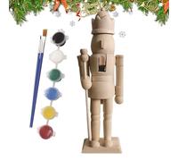 Wooden Nutcracker - 20cm Unpainted Soldier Figurine, Soldier Craft Figure With Wood Material And Paint Kit | Unfinished Nutcracker Decor | Festive Table Shelf Decor For Kids, Adults, All Ages, Friends