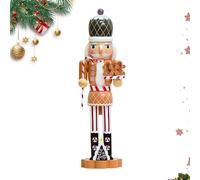 Wooden Nutcracker 36cm with Gingerbread Man Motif | Traditional Christmas Nutcracker Soldier for Fireplace, Shelf & Desk | Wooden Home Decoration at Christmas