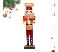 Wooden Nutcracker 36cm with Gingerbread Man Motif | Traditional Christmas Nutcracker Soldier for Fireplace, Shelf & Desk | Wooden Home Decoration at Christmas