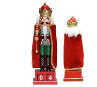 Wooden Nutcracker Advent Calendar - Christmas Decoration | Wooden Nutcracker Ornament, Wooden Puppet Dee Calendar, Cassenoisette King, Suitable for Fireplaces, Fireplaces And Fireplaces