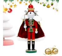 Wooden Nutcracker Decor - 12 Inch Mice, King Ornament, Classic Holiday Figurine, Traditional Christmas Statue, Elegant Table Display | Festive Wooden Nutcracker for Christmas Home Shelf Office Decor