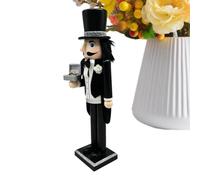 Wooden Nutcracker Decor - Romantic Painted Figurine, Holiday Decorative Sculpture | Wooden Artistic Display Piece for Living Room, Bedroom, Office, Library, Entryway and Tabl