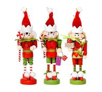 Wooden Nutcracker Figures, Christmas Nutcracker Soldier Figurines Decorations, Red Green Holiday Nut Cracker Doll Figure Toy Soldier for Home Fireplace Christmas Tree Party Decor