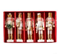 Wooden Nutcracker Figures Set of 3 Classic Christmas Ornaments Traditional German Xmas Decor Red Green Blue Pink White 23cm(E)