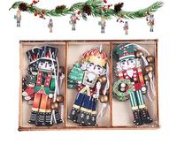 Wooden Nutcracker Ornament Set,Nutcracker Soldier Pendants | Christmas Wooden Small Ornament Set for Wall, Door, Home