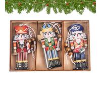 Wooden Nutcracker Soldier Hanging Decorations, Christmas Wooden Nutcracker Pendants - Soldiers Hanging Pendants,Christmas Tree Decoration Accessories with Printing
