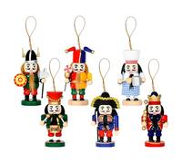 Wooden Nutcracker Soldier Set - Six Festive Ornament Figures, Painted Holiday Character Display, Bright Seasonal Decoration Ensemble | for Christmas Tree Mantel Window Bookshelf Table Wall Countertop