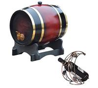 Wooden Oak Aging Barrel, 15L Whiskey Dispenser with Stand for Storing Beer, Cider, Wine - Includes Wine Rack