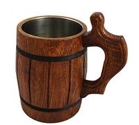 Wooden Oak Beer Mug Cup Tankard Very Solid Father's Day Christmas Gift 0.5L Brown /M02