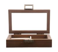 Wooden Oboe Reed Case with Glass Lid and Metal Latch | Four-slot Reed Storage, Compact Portable Size, Khaki Finish, for Oboe Players and Stage Use