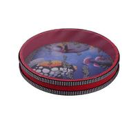 Wooden Ocean Drum 10in, Sea Wave Sound Drum Musical Instrument Percussion with Metal Balls Hardwood Shells for Home School 25.4x25.4x4cm (Red)