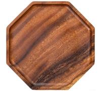 Wooden Octagonal Tray Made from Solid Walnut for Tea Cup Organization Dessert Plating and Fruit Serving With Minimalist Eight Sided Design (A)