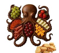 Wooden Octopus Plate - Sausage Fary Design, Decorative Shells for Meat Cheese Fruit Seafood | Tableware for Food Picnic Party -Pre -Fertemented Display