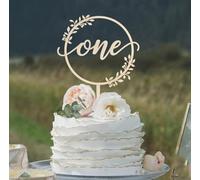 Wooden One Cake Topper Happy Birthday New Borth Age Cake Decoration Anniversary
