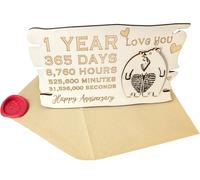 Wooden One Year Anniversary Card with Polar Bears on the front and Card to Write in on the Back (1 Year)