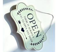 Wooden Open Closed Sign - Double Sided Business Sign with Arrow Design, Durable Store Sign for Shops, Cafes (24x14cm)