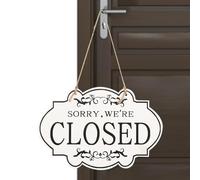 Wooden Open Closed Sign - Double-Sided Open Sign For Window Or Door, Double Sided Reversible Come In We'Re Open And Sorry We'Re Closed Sign Store Hanging Sign, Open And Closed Signs For Business