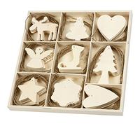 Wooden Ornament - Assortment, size 7-8 cm, thickness 3 cm, plywood, christmas, 72asstd