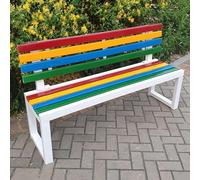 Wooden Outdoor Bench with Backrest, Slatted Seat, Easy Assembly, Waterproof for Garden, Patio, Porch