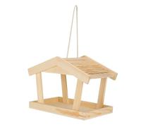 Wooden Outdoor Bird Feeder - Rustic House Feeding Station, Squirrel Resistant Design, Hanging Hook Attachment, Clear Seed Viewing Window | Pet Supplies for Garden Yard Patio Porch Trees