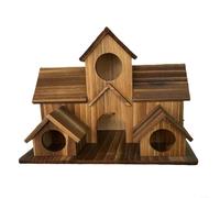Wooden Outdoor Birdhouse and Feeder with Sloping Roof and Multiple Entry Points, Solid Wood for NEST Box for Parrots and Hummingbirds, for IDEAL for Garden, Balcony or Courtyard