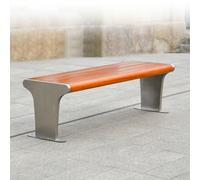 Wooden Outdoor Garden Bench with Stainless Steel Base - Sturdy Seat for Patio, Park, and Backyard Relaxation