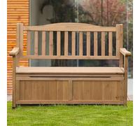 Wooden Outdoor Garden Bench with Storage Chest - 2 Seater Patio Seating Chair with High Back and Armrests