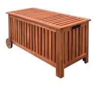 Wooden Outdoor Garden Storage Cushion Box Utility Chest Shed with Handle Wheels