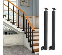 Wooden Outdoor Stair Railing for 2-5 Steps Fits 110cm Length 80cm Height Wood with Iron Posts - Perfect for Safety and Style in Gardens and Patios