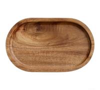 Wooden Oval Serving Tray in Acacia with Compartments, Wooden Snack Platter Contemporary Snack Platter for Tea Ceremony, Coffee Service and Dining Room Use(18 * 10 * 1.5)