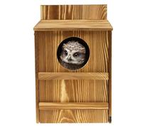 Wooden Owl House,Circular Opening Bird Nesting Box,36.8x22.8x19cm Garden Owl House Screech,Easy to Install Owl Bird Box for Owl Blue Tits, Robins, Sparrows, and Great Tits
