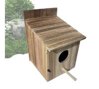 Wooden Owl Nesting Box,15x17x22cm,Carbonized Small Bird House,Weatherproof Hanging Birdhouse For Squirrel Birds Garden Window Home Porch Winter Decor