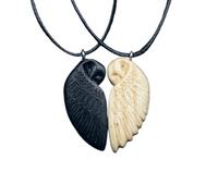 Wooden Owl Pendants-Couple Necklace Gift, 2pcs Handmade Wooden Owl Puzzle Couples Necklace,Owl Pendant Necklace, His and Hers Matching Necklace, Cute Birthday Party Gifts (2, Black and White)