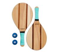 Wooden Paddle Bat & Ball Set | Frescobol |Dual tone Hardwood Paddles | Rubber Balls | Wiht Handy Carry Bag - Perfect for Beach, Park, or Garden.