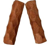 Wooden Pan Handle Cover Pair, Non-slip Insulated Grip for Cookware Handles | Brown Walnut Wood and Leather Construction, Hand Burn Protection, Fits Standard Metal Cookware, Griddles and Kitchen Tools