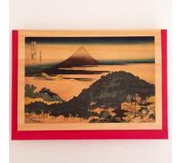 Wooden paper greeting card [Series: Hokusai] The Round-Cushion Pine in Aoyama/Thirty-Six Views of Mt. Fuji (Fugaku Sanjuroku Kei)