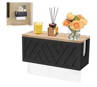 Wooden Paper Towel Dispenser, Towel Dispenser Wall Paper Towel Holder, Hand Towel Dispenser Wall Mounted with Lid, for Multifold, C-fold, Z-fold, Tri-Fold Towels (Black)