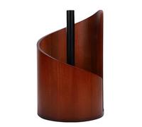 Wooden Paper Towel Holder Handcrafted Beech Wood Standing Paper Roll Holder with Black Iron Bracket Convenient One Hand Tear Countertop Stand for Kitchen Bathroom Modern Farmhouse